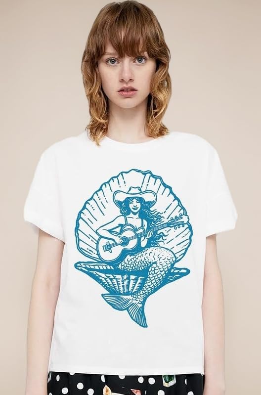 VLAM Graphic Mermaid Print T-Shirt for Women | Trendy T-Shirt for Women and Girls