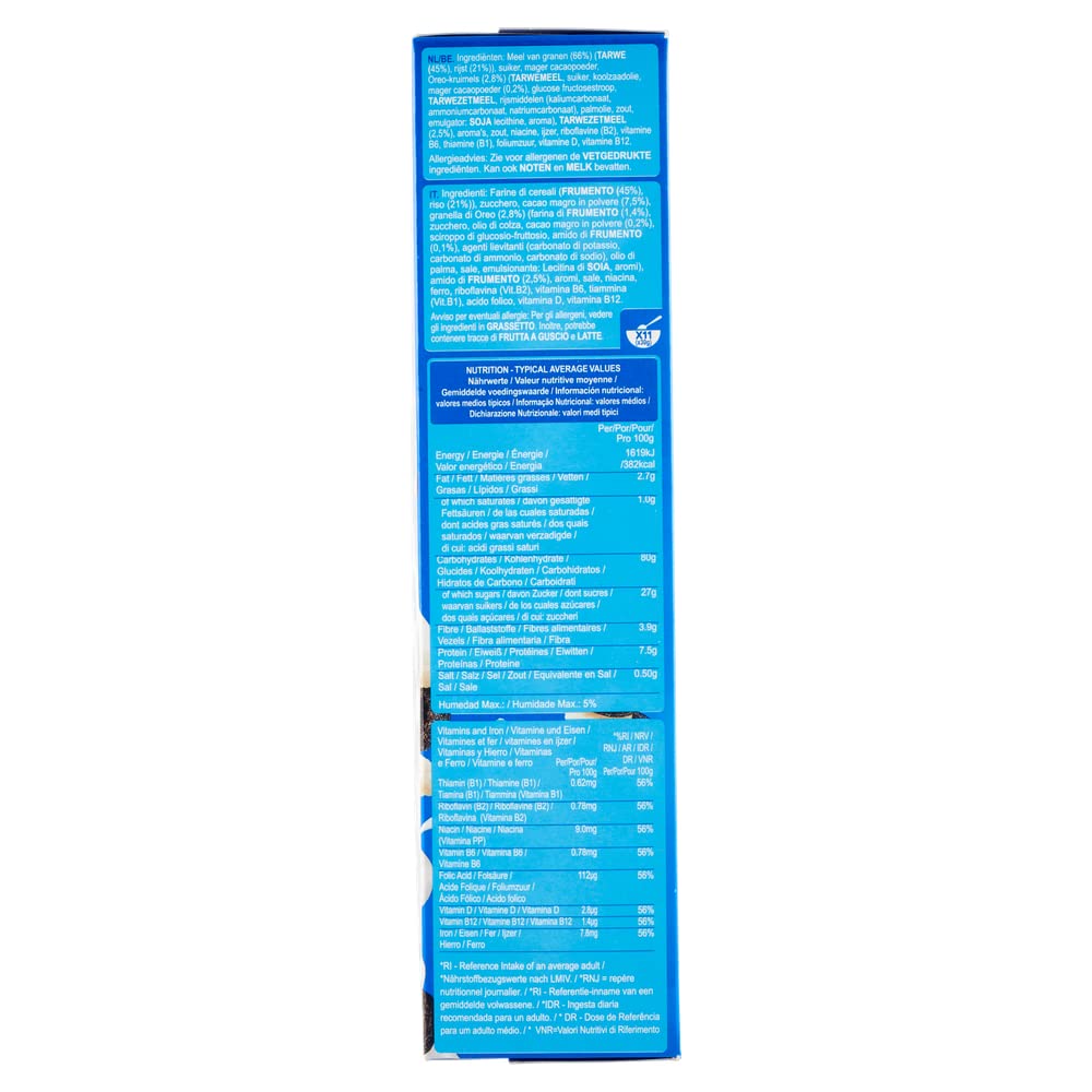 Italian Gourmet E.R. Lot de 4 céréales Oreo O's Céréales au goût de cacao et de vanille enrichies en vitamines et en fer 350 g de céréales comme petit déjeuner ou collation entre les deux