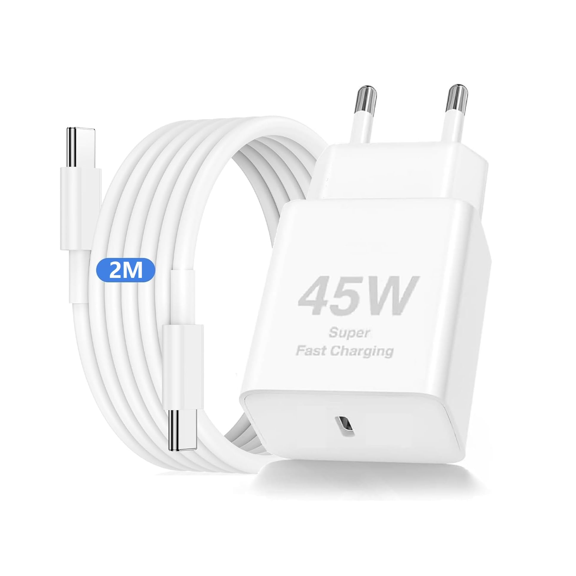 45W USB C Ladegerät und Ladekabel für iPhone 17 16 15, Typ C Schnellladegerät mit Kabel 2M, Lang USB C Schnellladekabel mit Adapter Stecker für Apple iPhone 17 Pro Max/17 Air/16e/16 Plus/15/iPad Mini