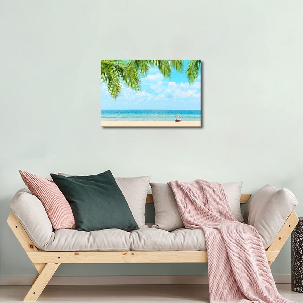 TISHIRON 1 Panel Seascape Beach Wall Art Decor Canvas Print Picture Seaside Scenery Modern Painting Artwork for Office Wall Decor Home Decoration Stretched and Framed Ready to Hang 16X24in (40x60cm) - Image 3