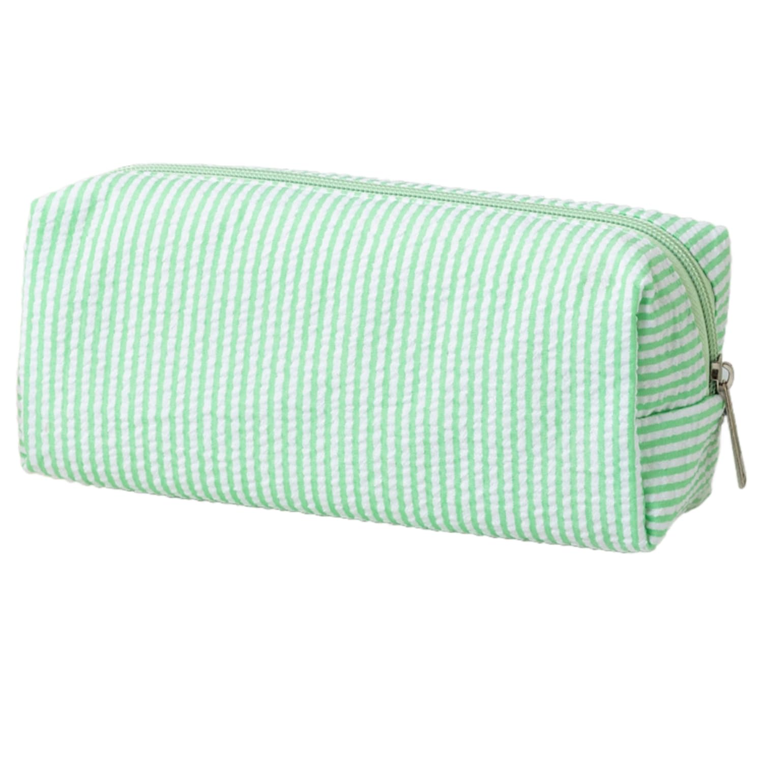 HFHungkeong Cute Pencil Case, Seersucker Pencil Bag Desktop Stationery Finishing Large Capacity Embroidery Striped Travel Storage Bag, Multifunctional Cosmetic Pouch(Green) — image 1