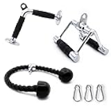 Cable Machine Attachments for Gym, LAT Pulldown Accessories with Multi-Option: V Bar, Tricep Rope, Double D Handle, for Weight Fitness