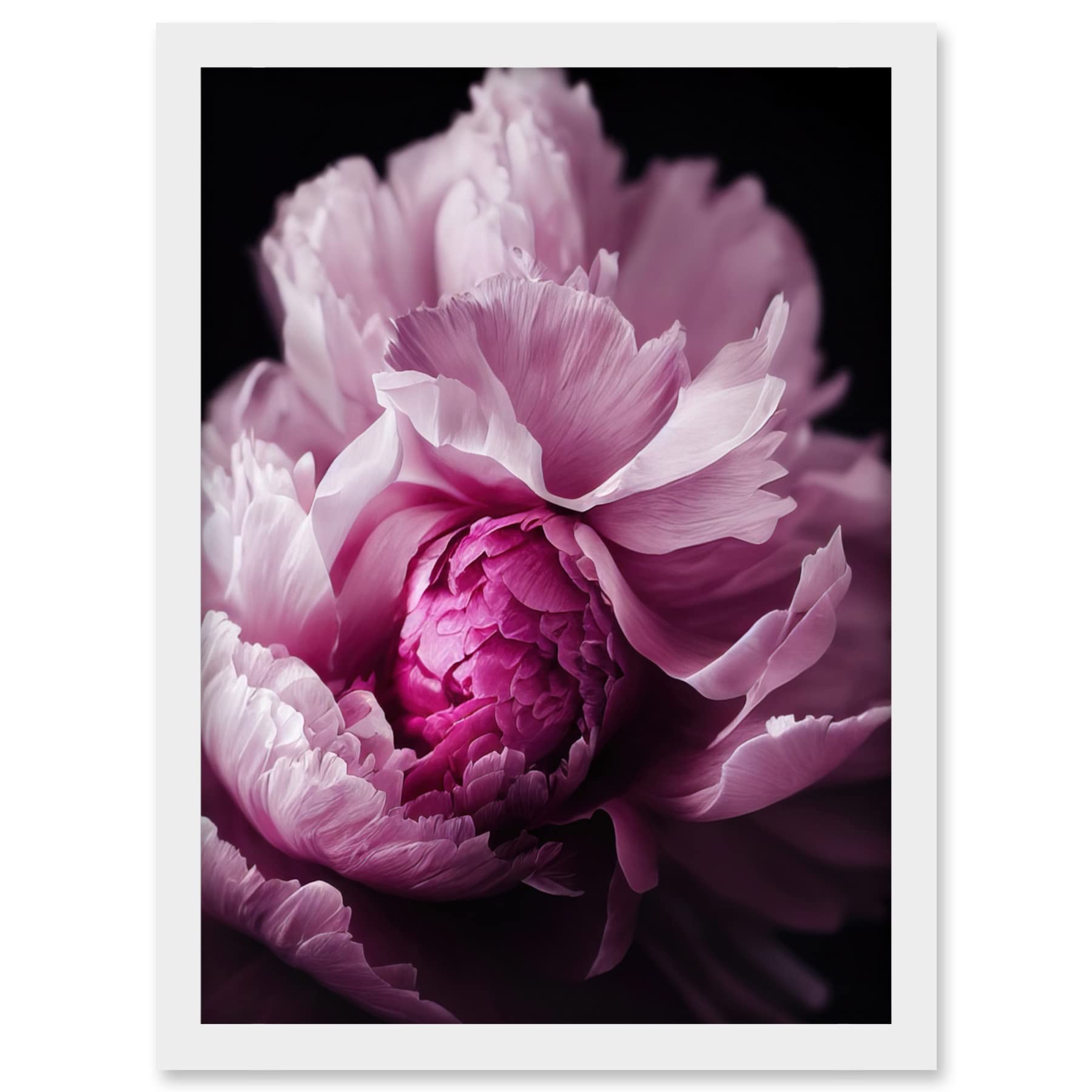 Doppelganger33 LTD Pink Peony Blooming Petals Macro Photograph Artwork Framed A3 Wall Art Print