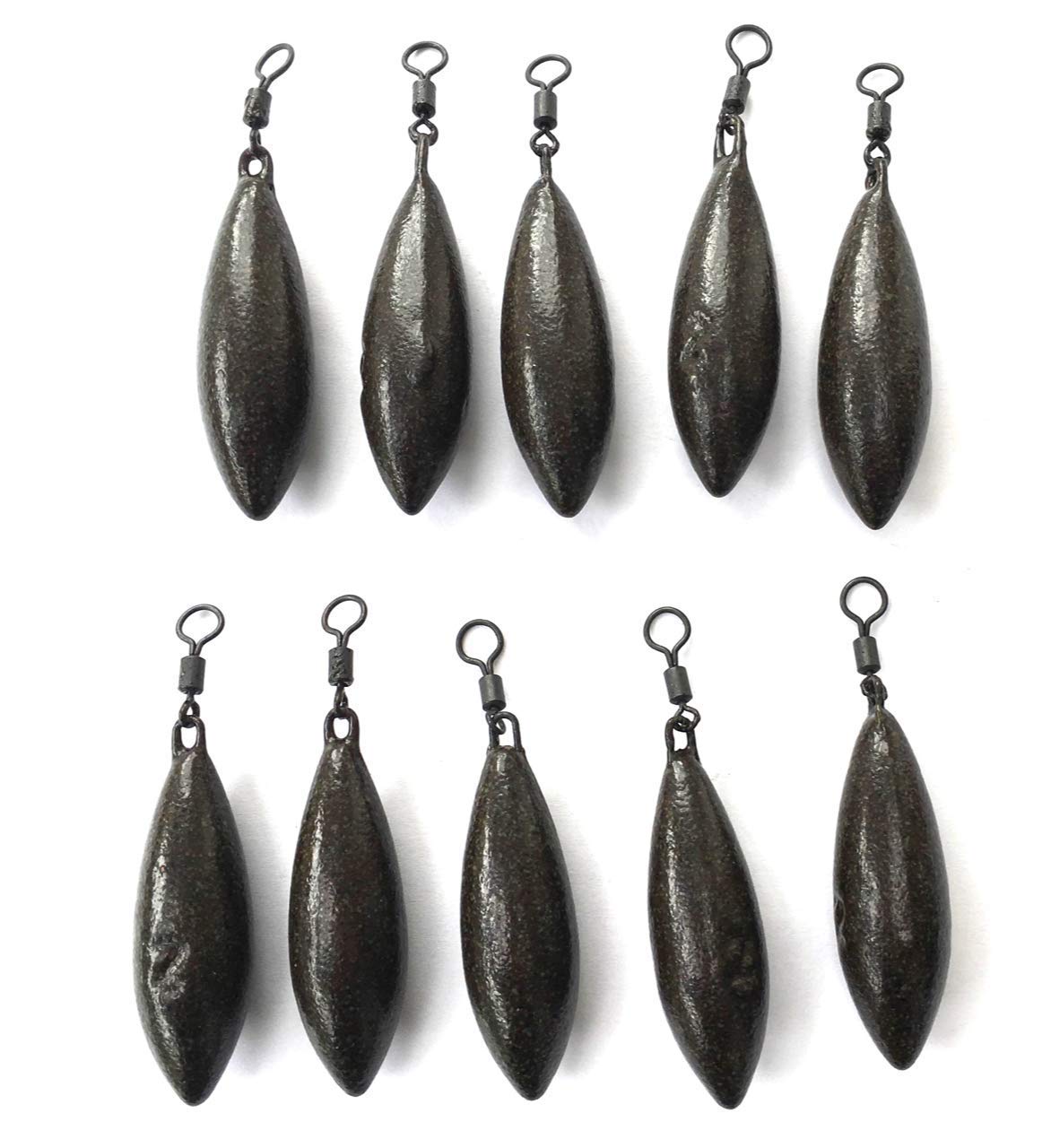 BZS Carp Fishing Weights Distance Casting with Swivel and Powder Coated Finish for Running Rigs and Weight Clip, (Pack 10) (3oz - 85.04g, Pack 10)