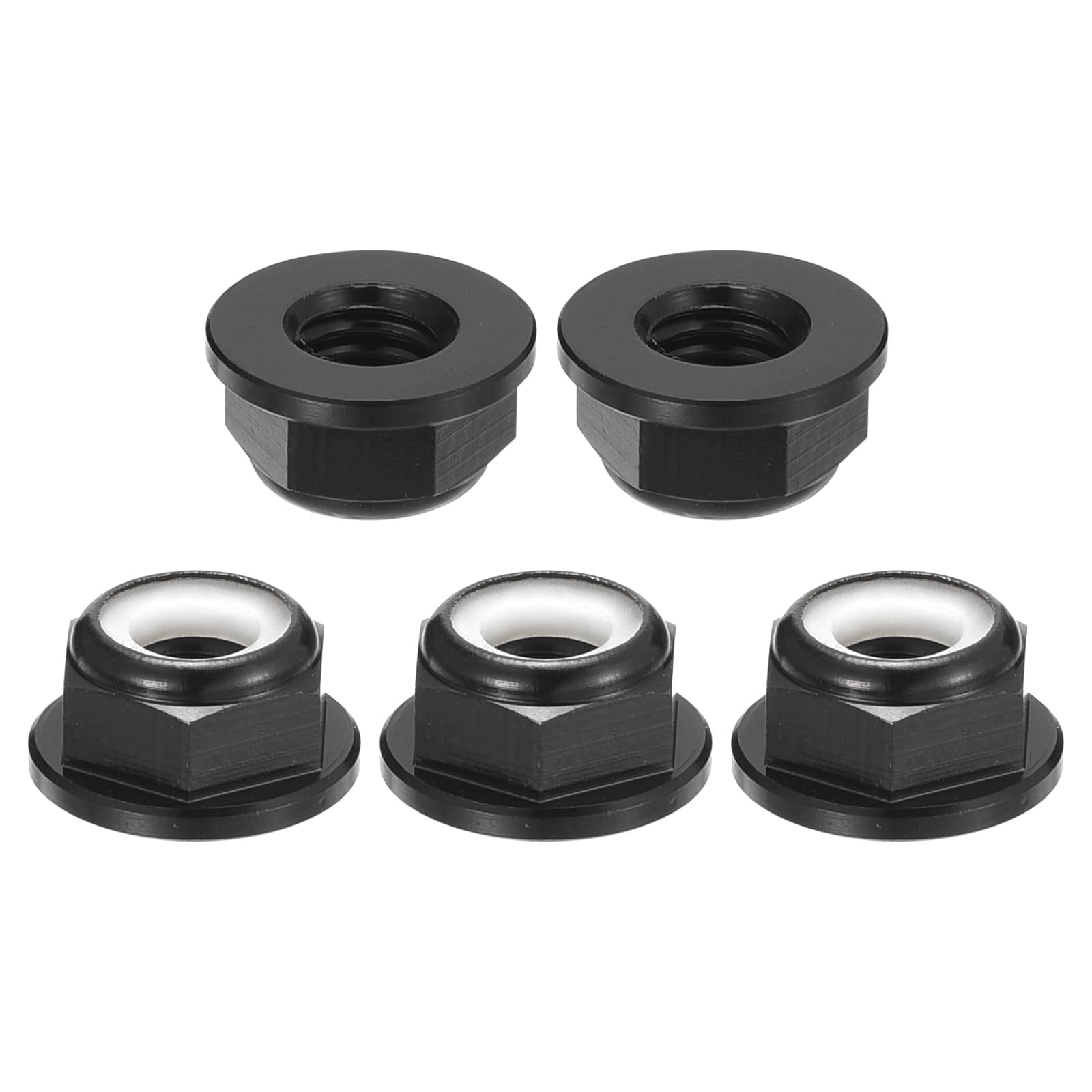 QUARKZMAN Tuercas Bloqueo Con Insertos Nylon M6x1mm Con Brida, 100Pzs Aleaciónes Métricass Fijadores Industrial, Negro