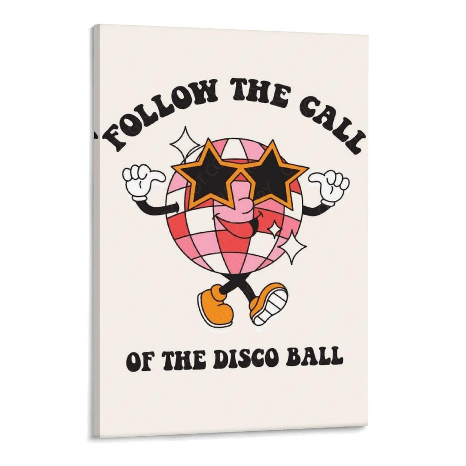 Disco Ball Poster Funky Retro Disco Posters Vintage Disco Ball Painting Trendy Party Wall Art for Modern Bar Dorm Bedroom Decor Frame-style 20x30inch(50x75cm)