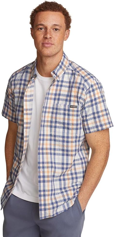 Eddie Bauer Men's Pack It Tech Seersucker Short-Sleeve Shirt