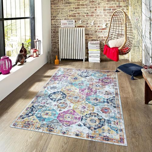 Tapis Mandala lavable en machine grand format 2,4 x 3 m - 2