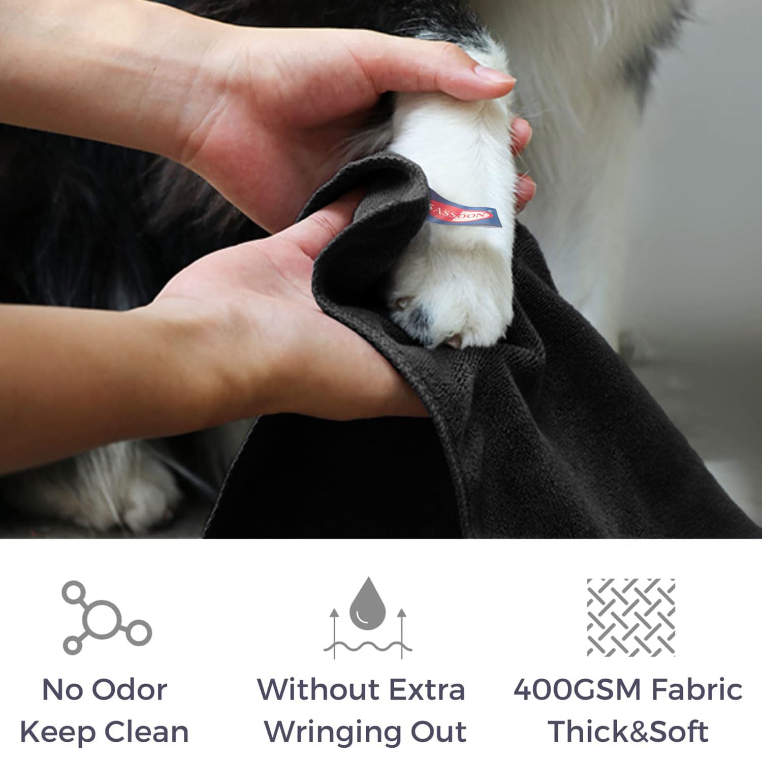 Sassoon Small Pet Towels | Ultra Soft & Microfiber | Quick Drying | Machine Washable | Color - Black (Pack of 2) 1