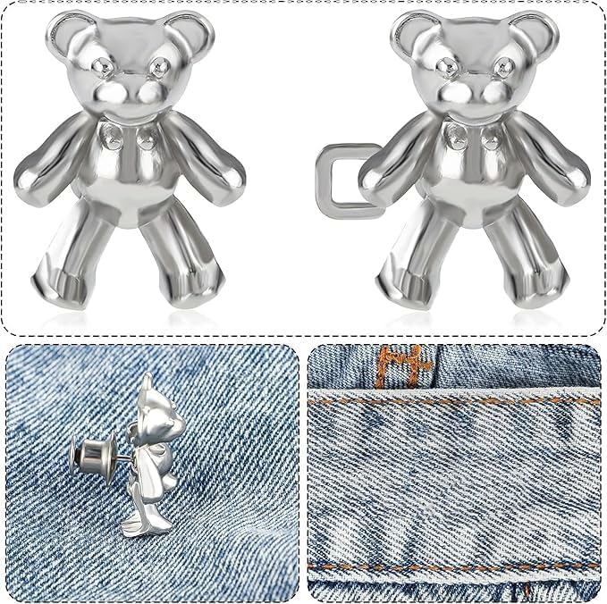 Image of Adjustable Waist Buckle for Loose Jeans Pants Pearl Detachable Instant Button Pins Tightener Fit Skirt Robe Tightening Extender Skirts Jean Teddy Clips