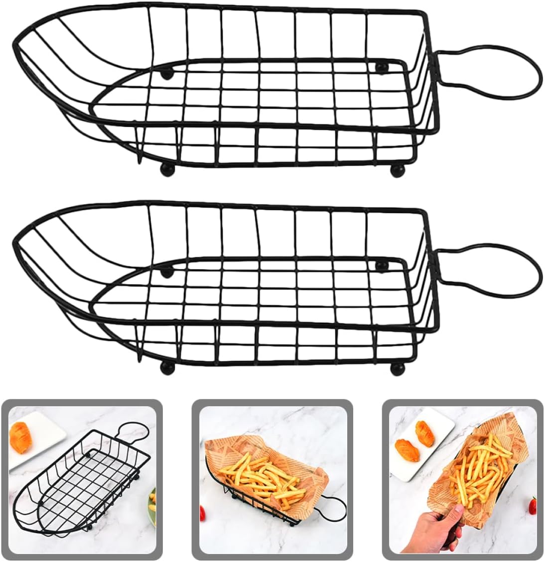 PRETYZOOM 2Pcs Compact Food Basket Multi Function Kitchen Storage Reusable Snack Holders for Fruits and Chips for Household Organization and Space Saving image 5