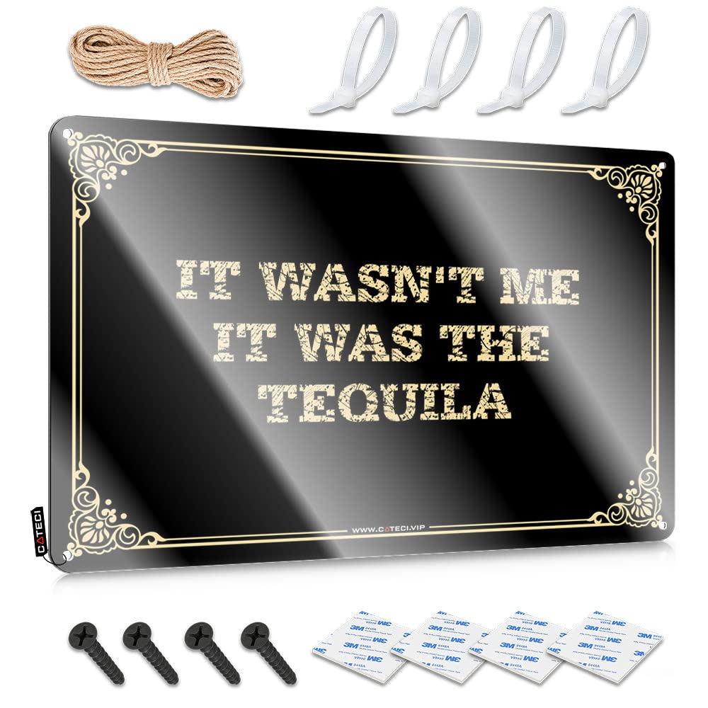 MWFKKADDB Metal Bar Signs It Wasn'T Me, It Was The Tequila Tin Sign Backyard Bar Sign Metal Bar Decor(30X40CM)