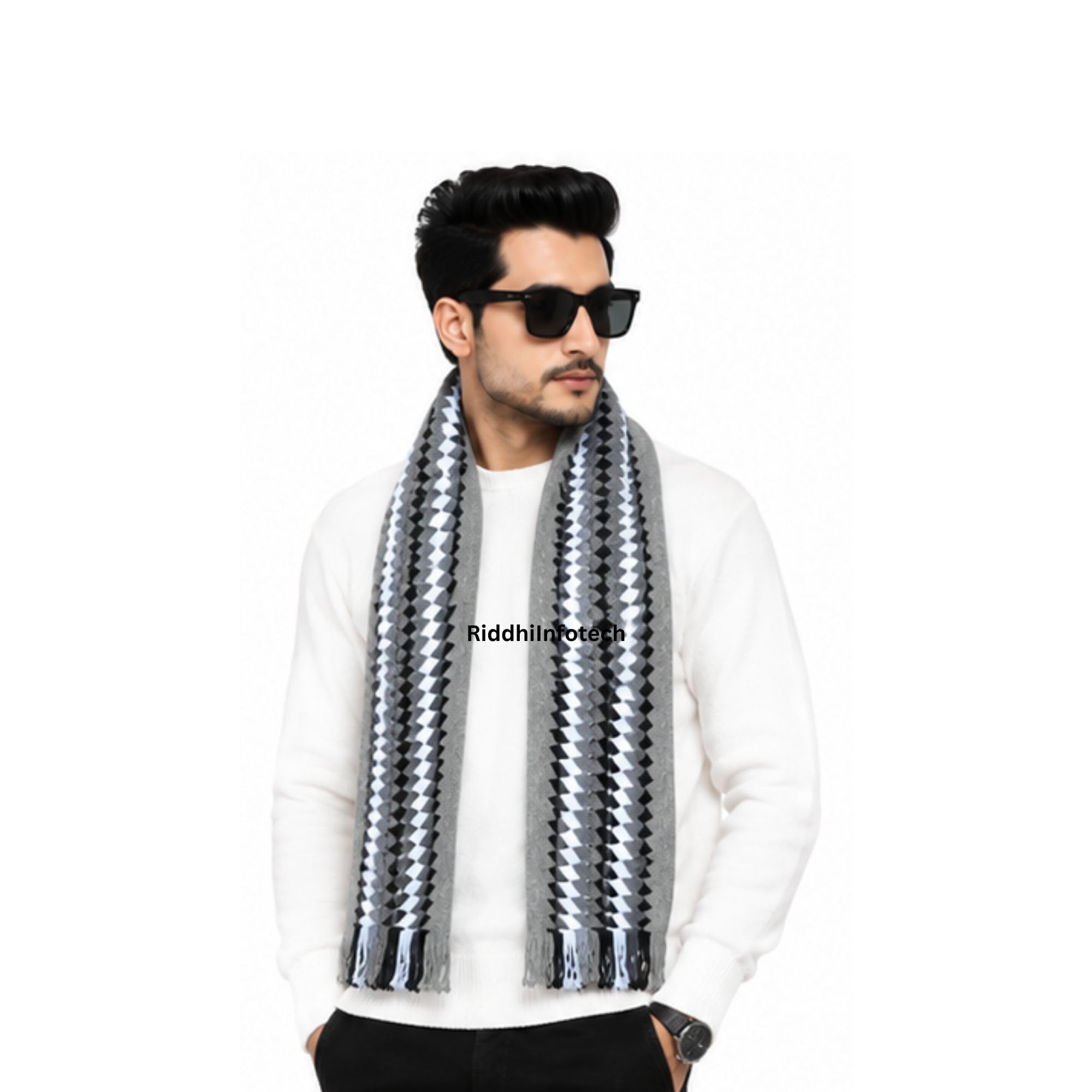 RiddhiInfotech Stylish Woolen Muffler for Men & Women | Soft Knitted Winter Scarf | Warm Neck Wrap for Cold Weather | Winter Accessory | Unisex Muffler Available in Black, Brown, Red & Grey-image-12