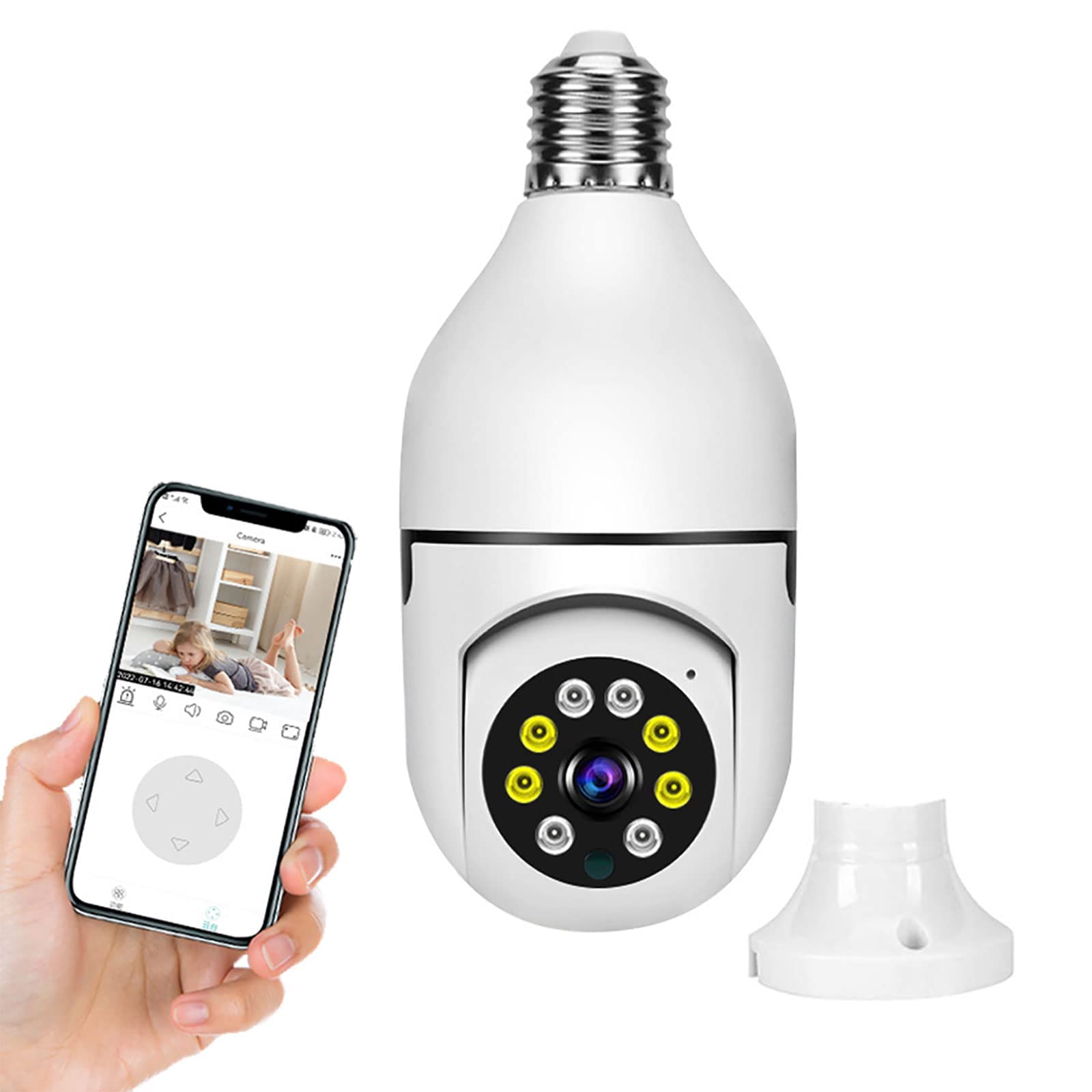 Optigard  Camera Light Bulb, 3MP Optiguard Light Bulb Security Camera, 360° Wireless Bulb Security Camera WiFi Outdoor, Two Way Talk/Motion Detection/Alarm Night Vision (3 Million Pixels, 1 Pc)