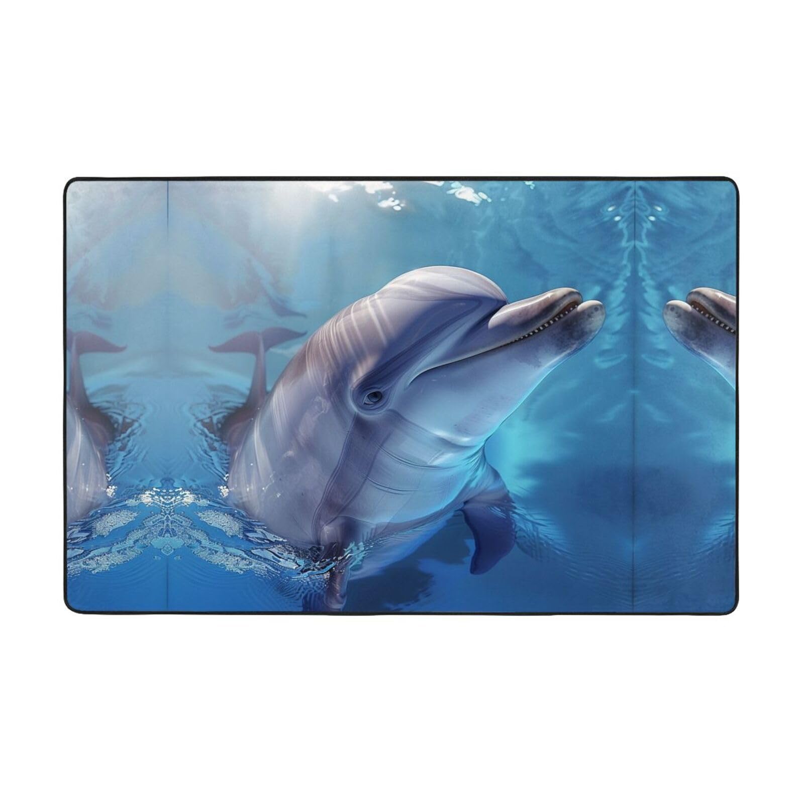 Tapis de sol en mousse mémoire de forme isolant et moelleux à poils longs dauphin
