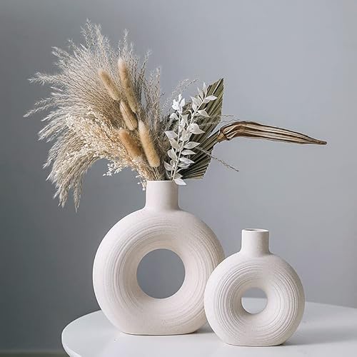 Keramikvase 2er Set Deko Modern Vase für Kamin Schlafzimmer Küche Wohnzimmer Büro Cover