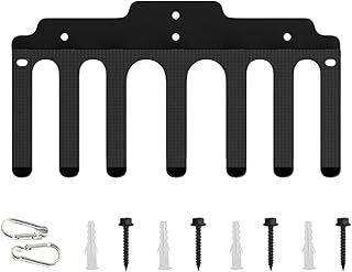 Soporte vertical para barras, estante de almacenamiento de barra de pared de 7 ganchos, estante para mancuernas de gimnasio, hogar, garaje, fitness, ejercicio, levantamiento de pesas, pesas