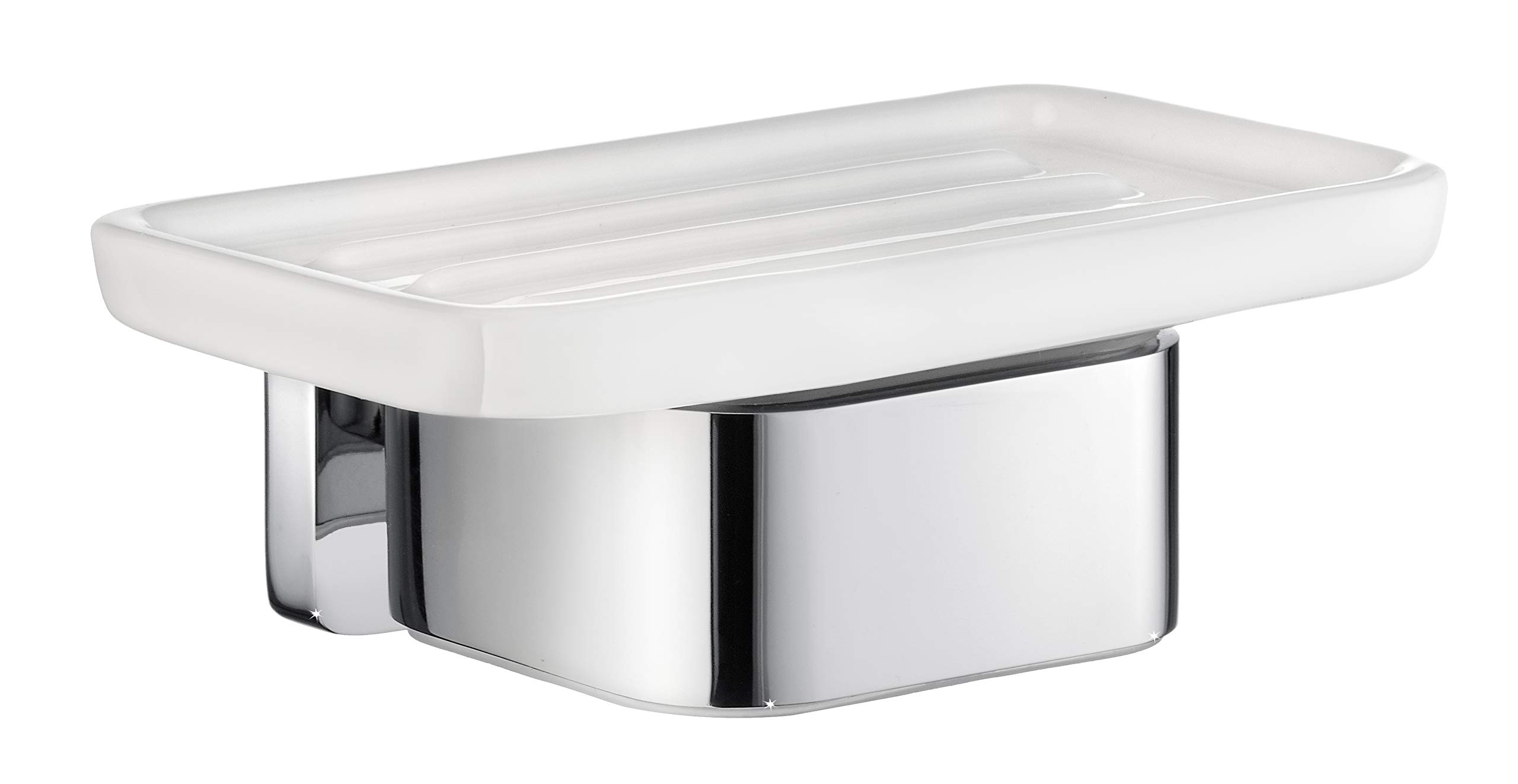ICE - Holder with Soap Dish, Polished chrome with dish in porcelain