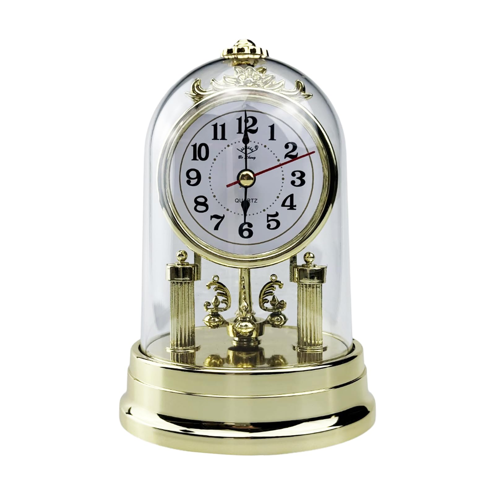 Flylin Mantel Clock Gold, European Style Silent Table Clock Battery Powered