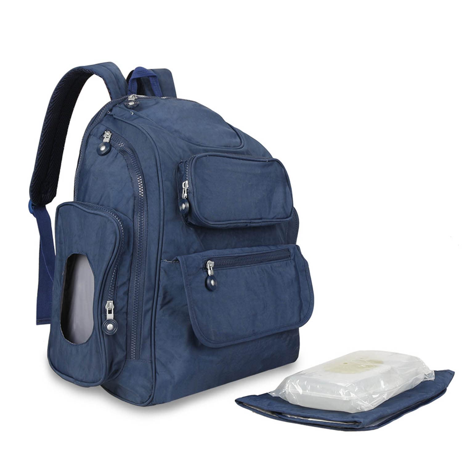 Bolsa de Pañales Mochila Bolsa de Mamá de Gran Capacidad con Estación de Cambio de Pañales para Bebés y Caja de Toallitas Húmedas Bolsa de Maternidad con Estilo Unisex,Blue