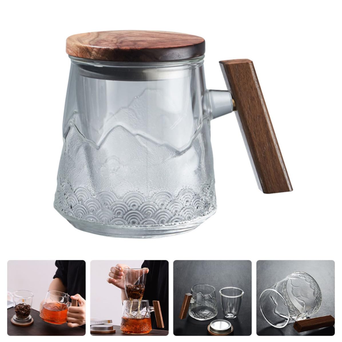 Moderne Glastasse mit Teesieb und Deckel Hitzebeständig und Sicher Großer Fassungsvermögen Tee Trinkbecher für Büro und Zuhause