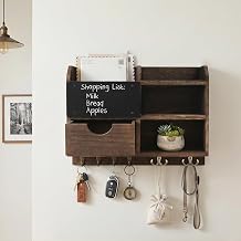 Wall Key Ring, Mail Wall Hooks with Bulletin Board and Shelf, Wall
