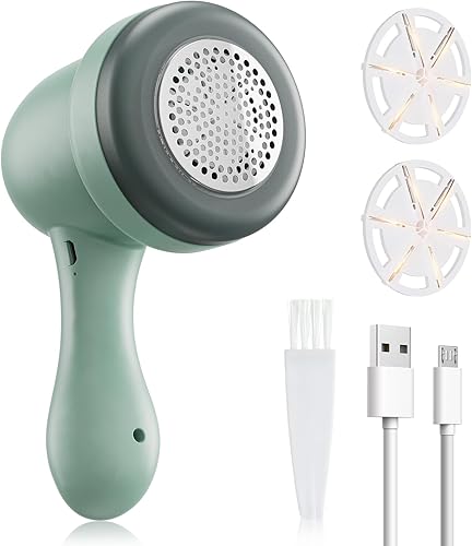 Miniatura 1 de Afeitadora eléctrica de tela, afeitadora de suéter alimentada por USB con 2 cuchillas de acero inoxidable reemplazables, removedor de pelusa de