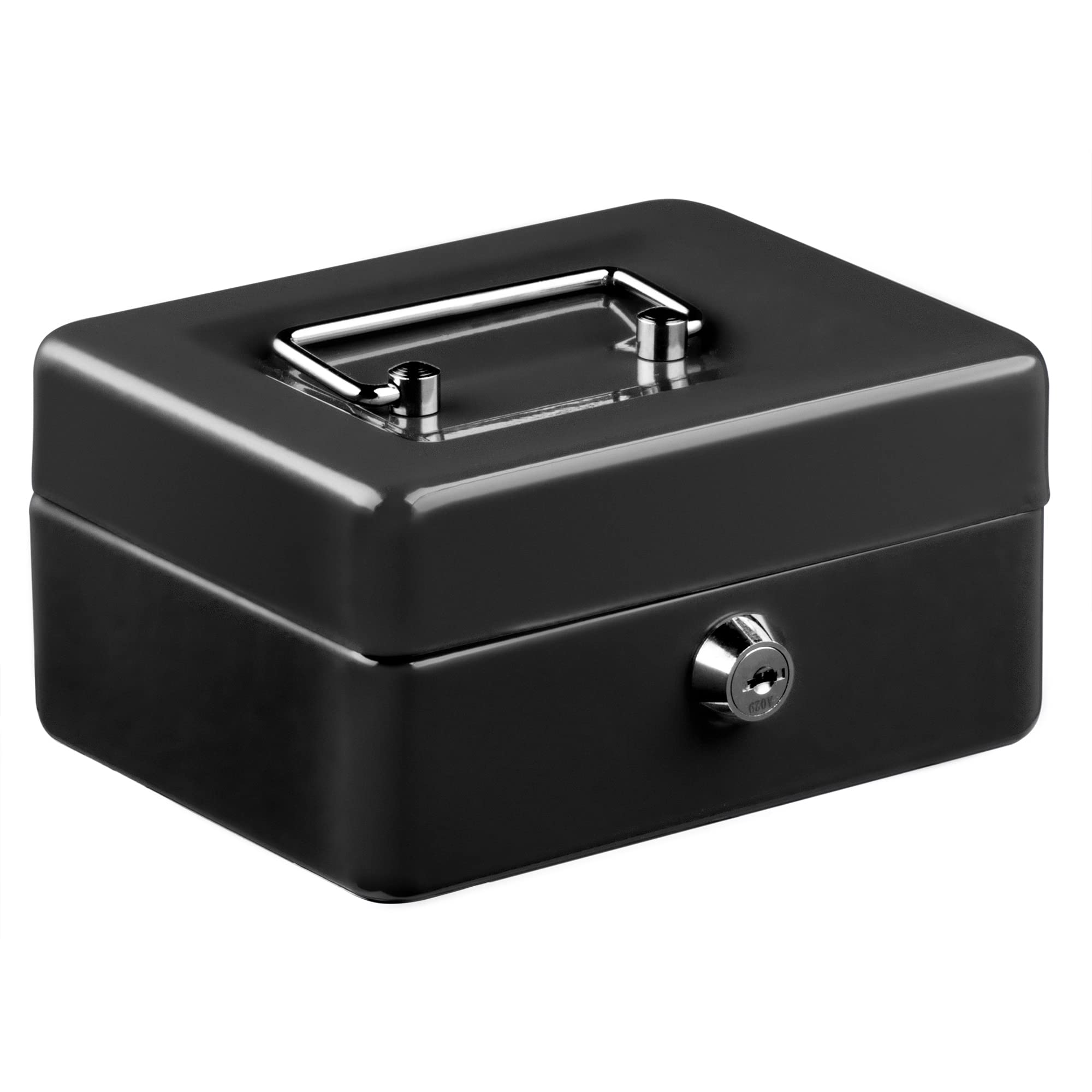 Jazooli Heavy Duty Metal Cash Money Coin Box Bank Deposit Steel Tin Security Safe Petty 2 Keys Lock Lockable Jewellery Passports Documents Security Case, Black, 6"