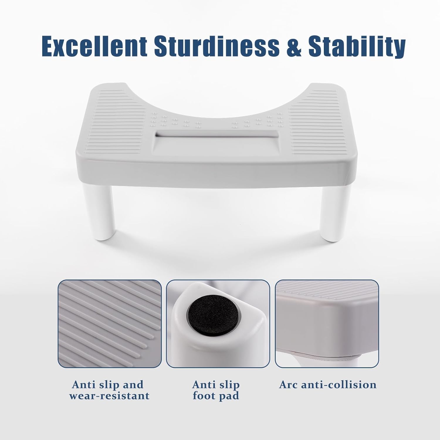 6.7 Inch Toilet Stool for Bathroom,Non-Slip Potty Stool for Pooping,Toilet Step Stool for Adults/Seniors/Kids — view 3