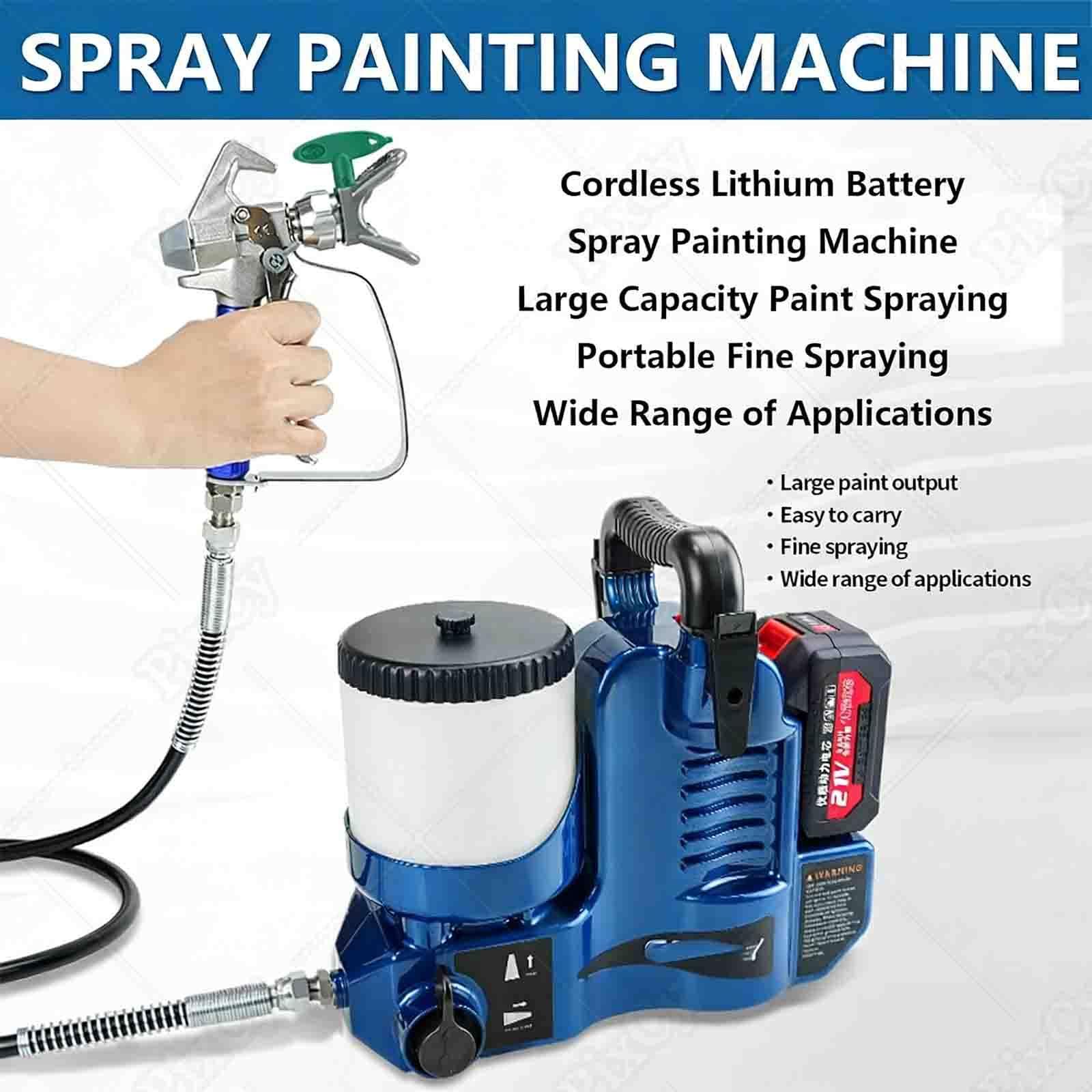 PixCy Pulverizador de Pintura airless - Máquina de pulverización de Pintura inalámbrica de Alta presión, baterías de Litio de 21 V, caudal de 1,1 l/min, 6 velocidades, para Pintar Casas