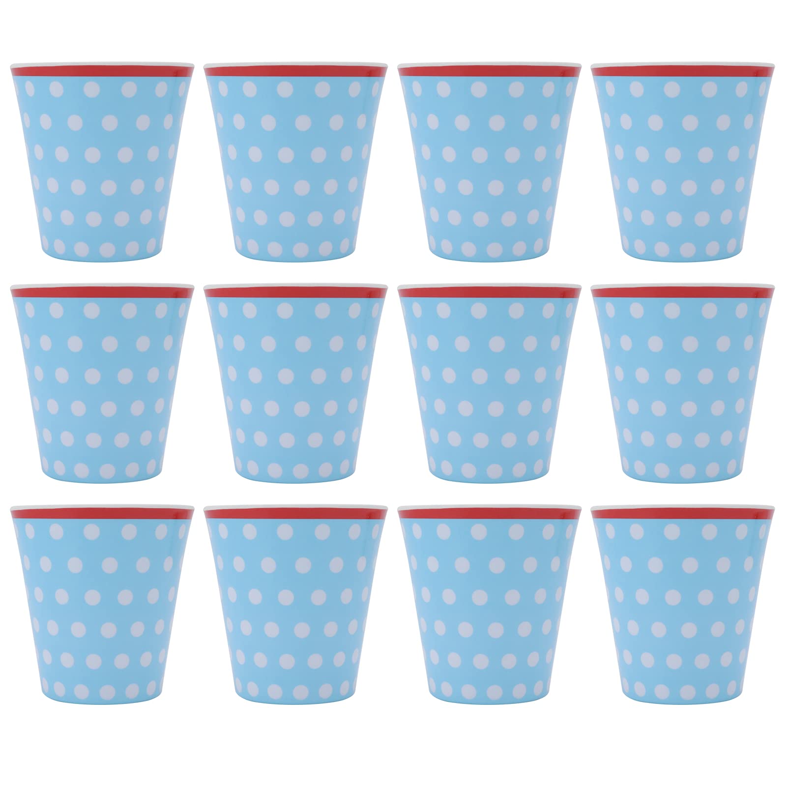 Taza con Patrón de Puntos Azul Claro de Melamina de para Regalo Escolar de Restaurante, Paquete de 12