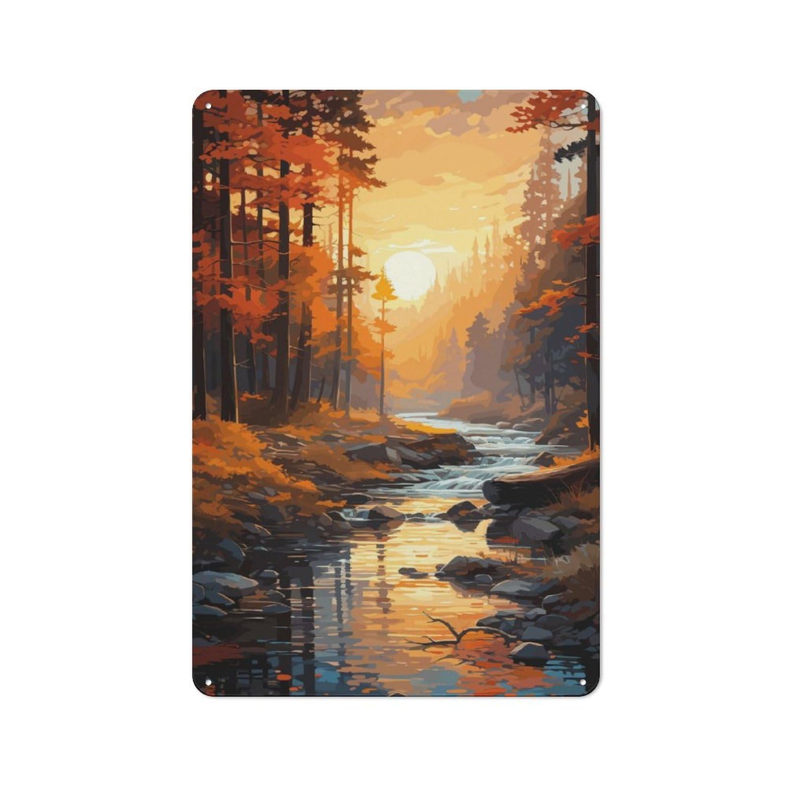 Junmoney Sunset Forest Retro Metal Plaque 30X20cm For Café Or Home Bar, With Clear Retro Wall Decor Character