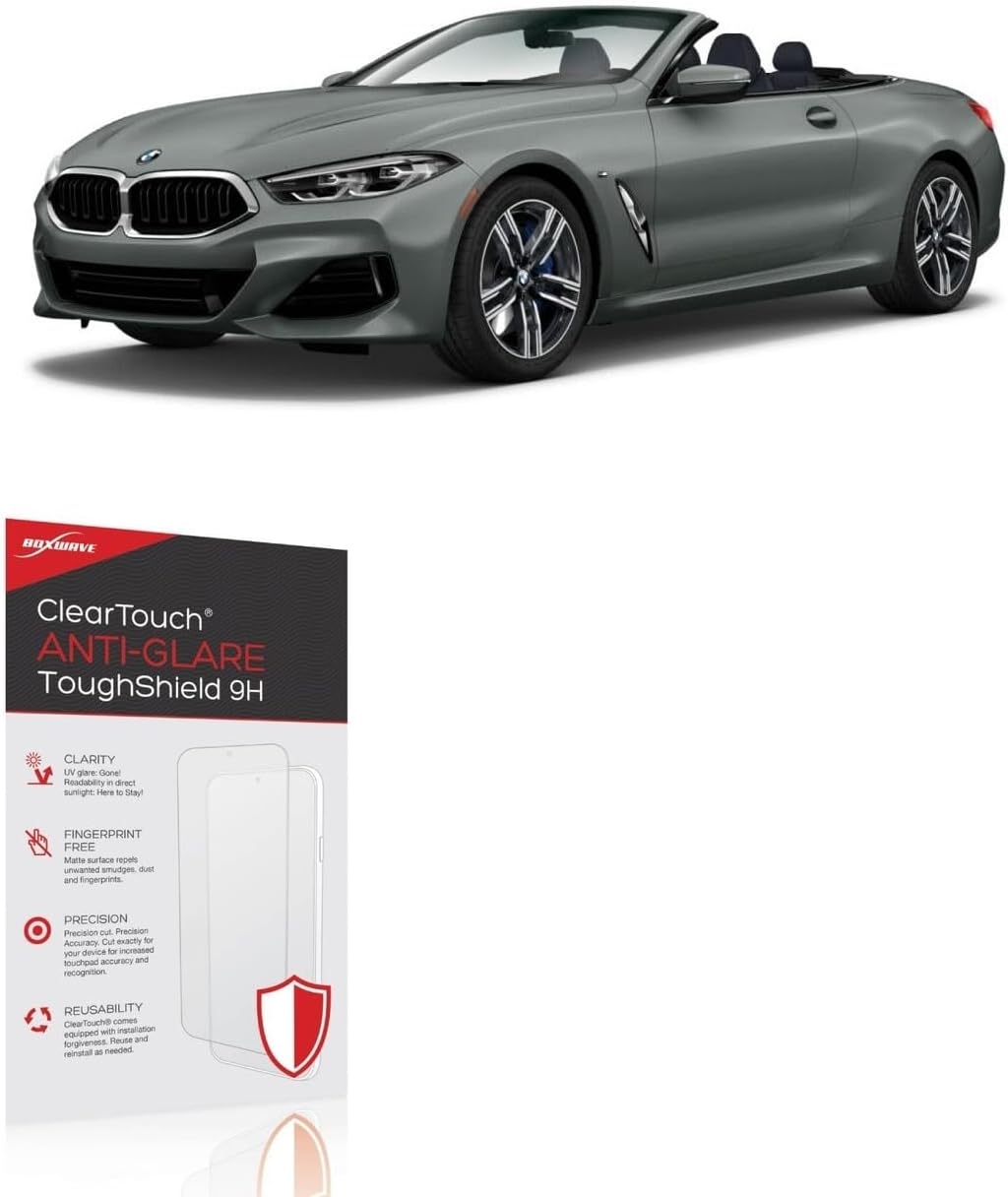 BoxWave Screen Protector Compatible with BMW 2023 8 Series Convertible Display (12.3 in) - ClearTouch Anti-Glare ToughShield 9H (2-Pack), Anti-Glare 9H Tough Flexible Film Screen Protector