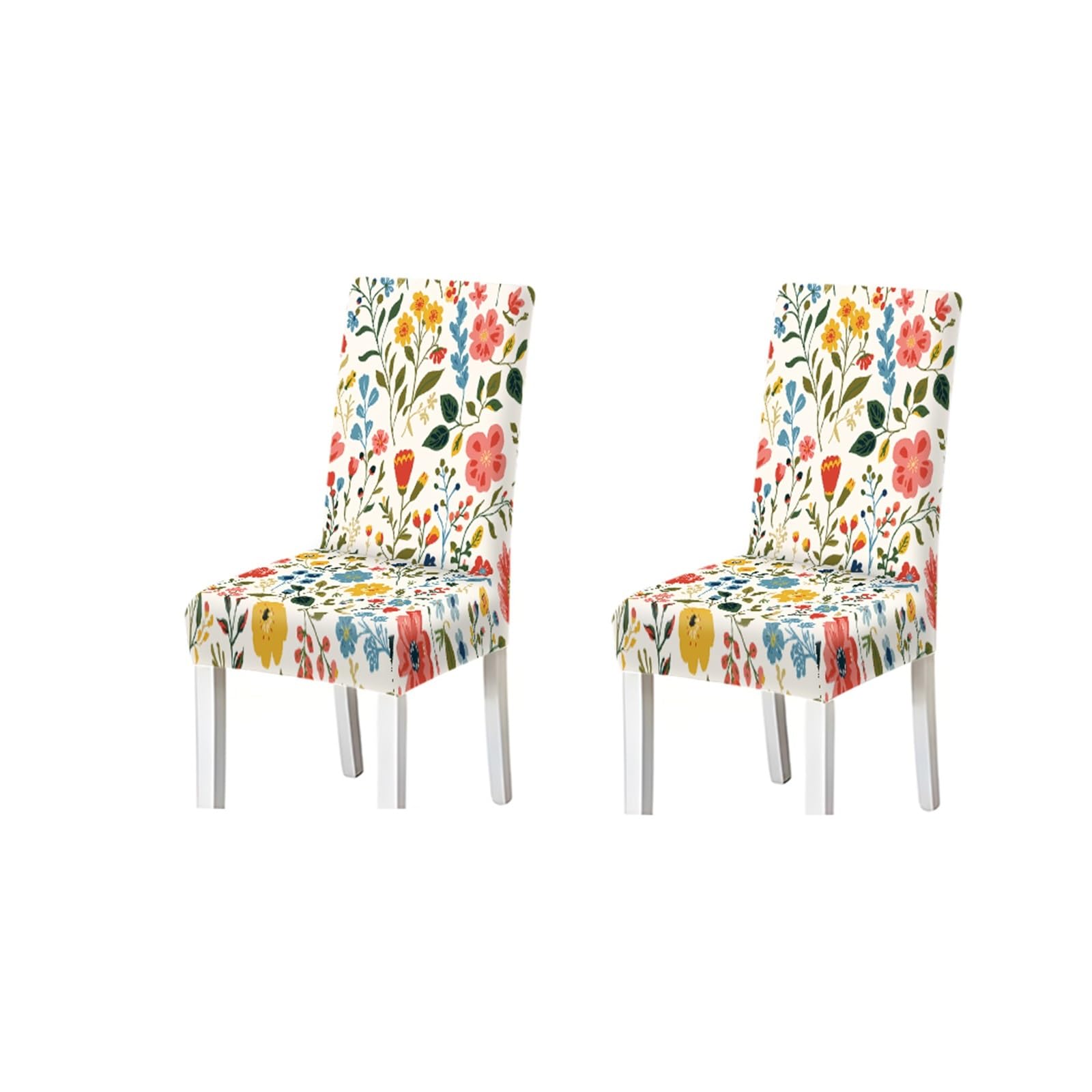 BOSUYBN Wildflower Floral Pattern Print Dining Chair Covers Set Of 2/4/6, Stretch Slipcovers For Kitchen Dining Room Furniture Protectors for Home Dining Room(2PCS Chair cover)