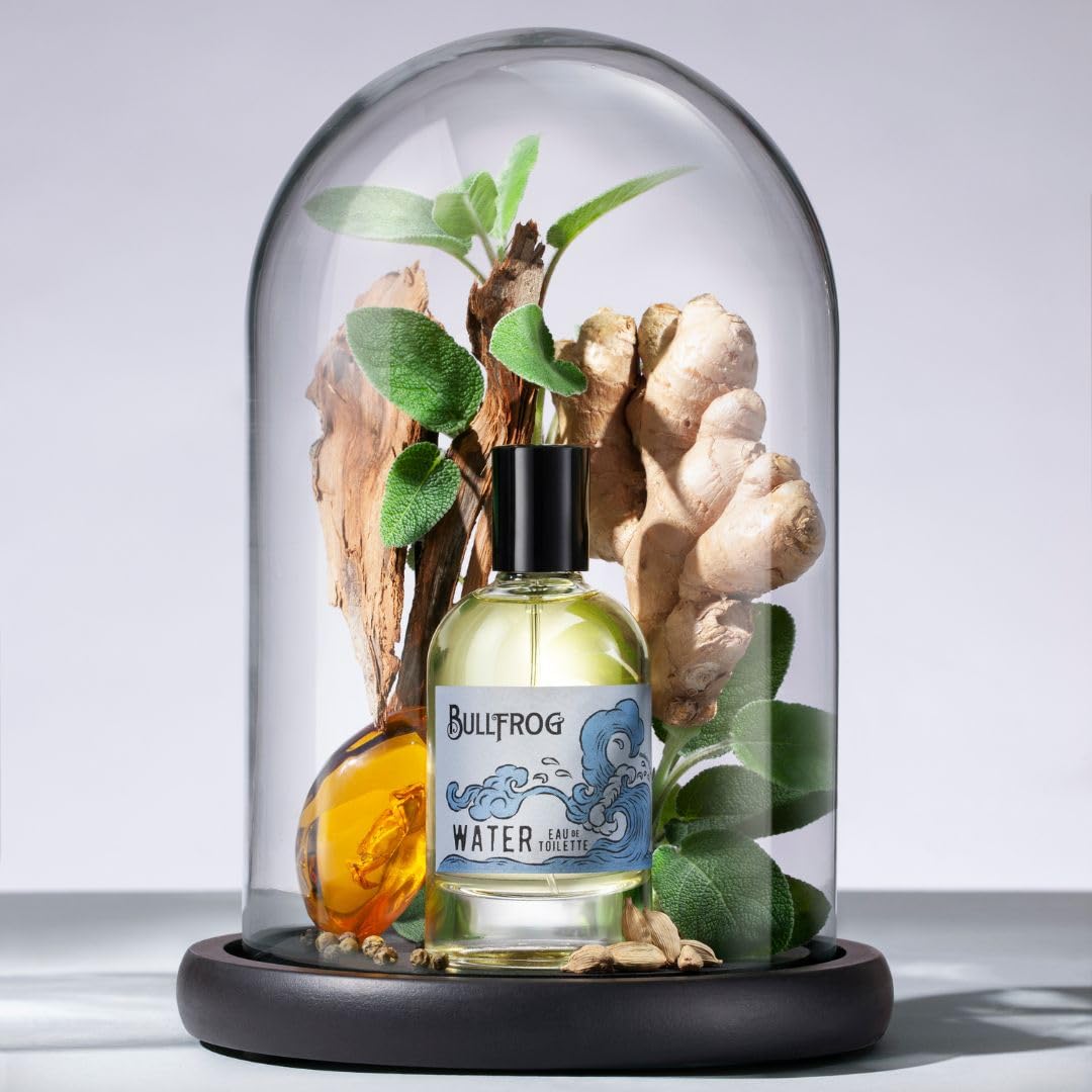 Bullfrog Eau de Toilette Elements: Water 100ml - Profumo da Uomo - Note di Zenzero, Pepe Verde, Cardamono, Salvia, Basilico Nero, Patchouli, Legno di Sequoia e Ambra - Made in Italy