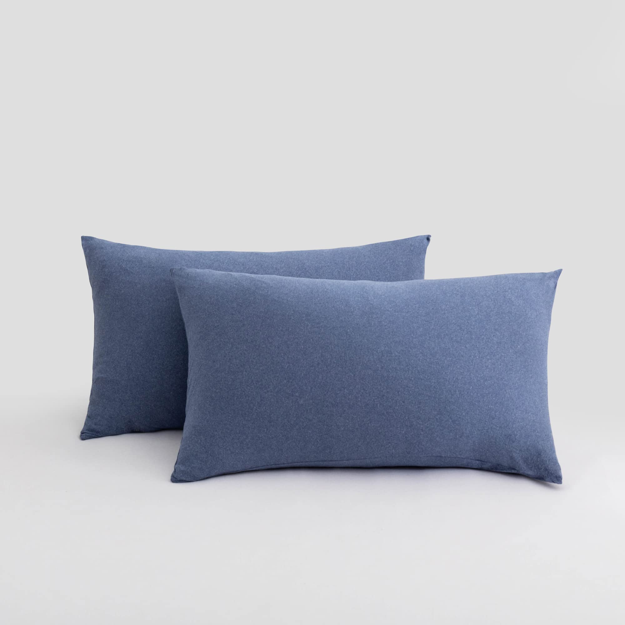 2-Pack Stretch Pillow Cases - Jersey Knit & Envelope Closure Pillowcases with Ultra Soft T-Shirt Like Polyester Blend - Suitable for Queen or Standard Size Set of 2, Heather Blue โ image 1