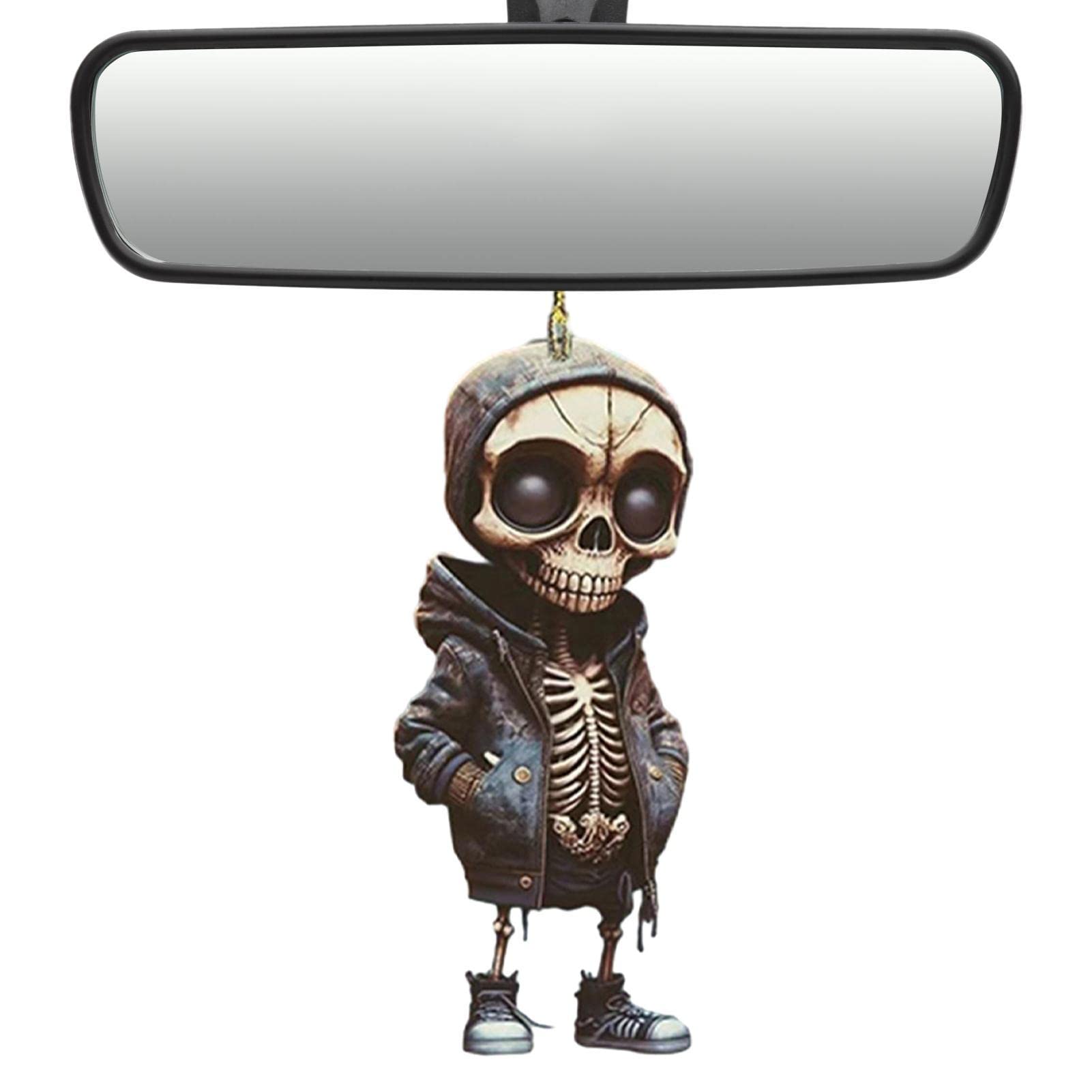 Cool Skeleton Statue - Acrylic Skeleton Figures | Cute Halloween Statue Skeleton Hanging Ornaments | Gothic Skull Statue, Halloween Decoration for Backpack