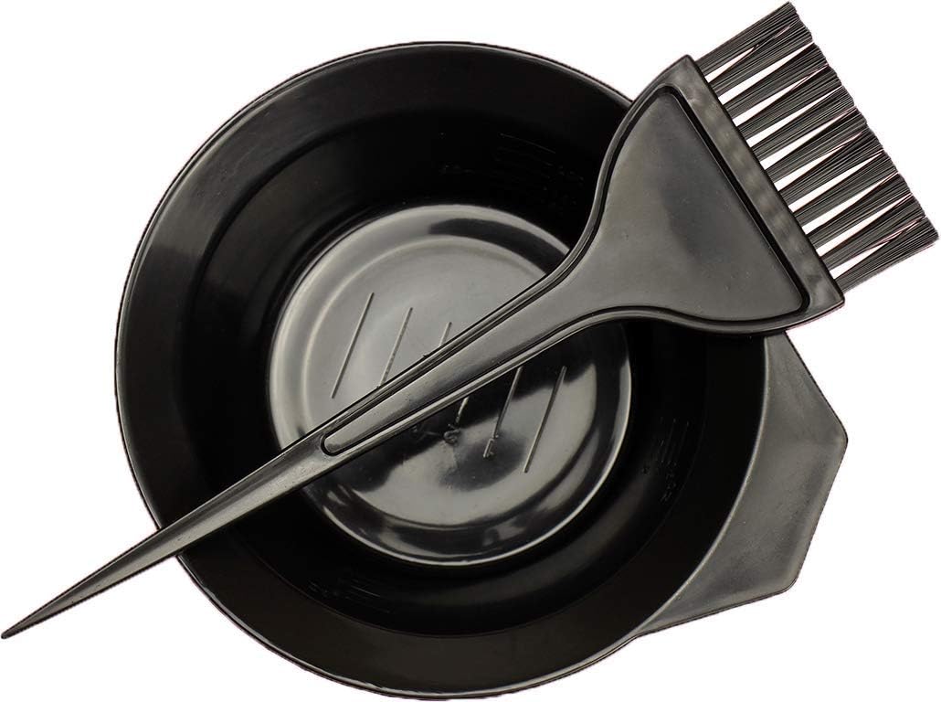 Bella Faccia Fashion Professional Hair Color Tools: Hair Coloring Dye Brush with Hair Color Mixing Bowl Set for Both Men and Women (Black) - Set of 2 Pieces