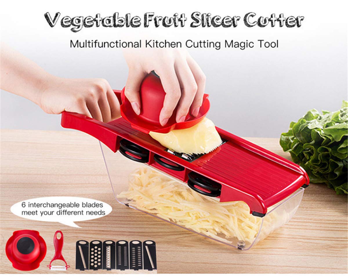 6-Blade Multifunctional Vegetable Cutter & Food Chopper - Stainless Steel Slicer With Container For Meal Prep (Style B)