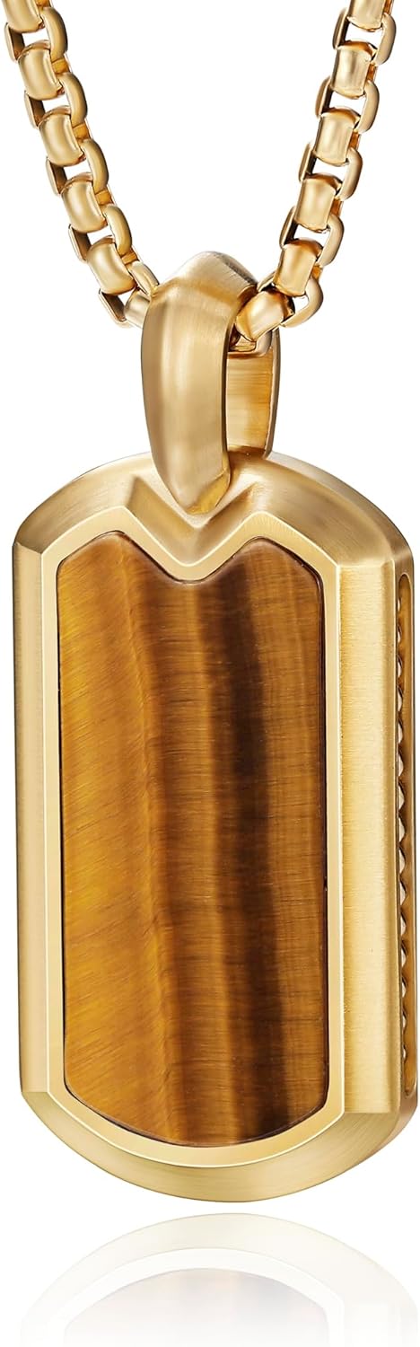 Amehyst Necklace for Men Onyx/Tigers eye/Lapis Lazuli/Pendant Necklace with Box Chian Valentine's Day gift