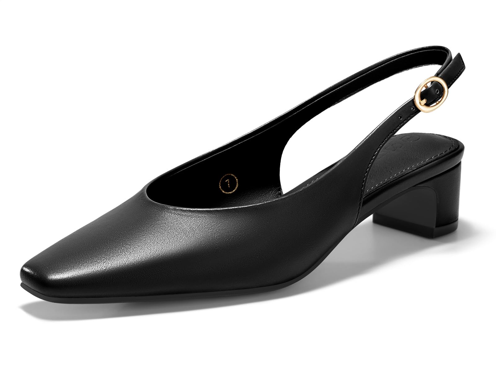 Coutgo Womens Chunky Low Heels Slingback Pumps Closed Square-Pointed Toe Work Office Dress Shoes