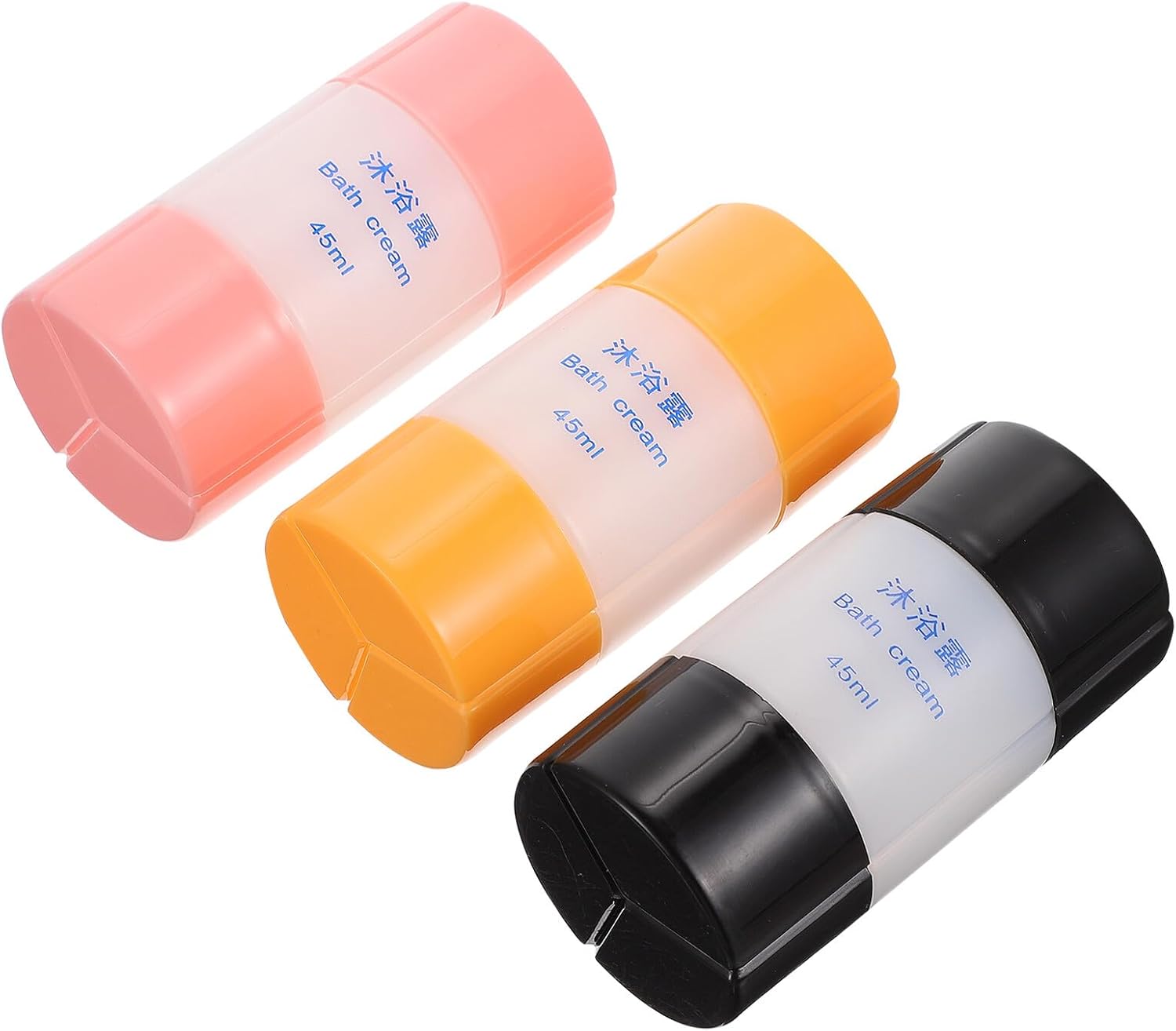 ULTECHNOVO 3pcs 45ml Travel Bottle Set for Cosmetics and Lotion Portable 3-in-1 Travel Bottles in Pink Black and Orange Leakproof for Toiletries