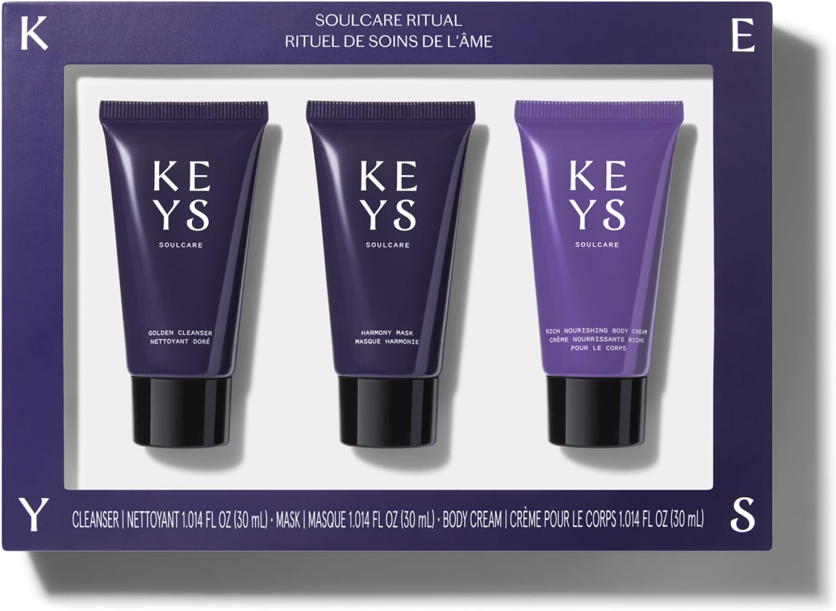Keys Soulcare Soulcare Set, Trio Includes Golden Cleanser, Harmony Mask & Body Cream, Cleanses, Moisturizes, Calms & Soothes Skin + Body, Cruelty-Free
