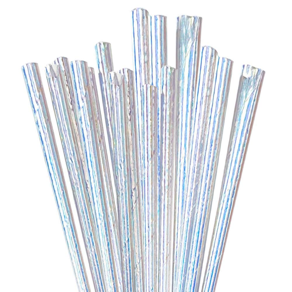 Bakell 24 PC Rainbow Iridescent Pop or Party Drinking Straws - Baking, Caking and Craft Tools