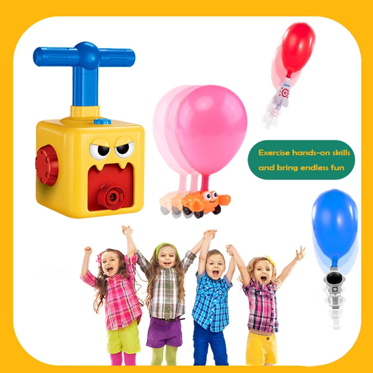 Balloon Launcher Car Toy Set, Balloon Car Toy with Pump, Balloon Pump Race Car Toy for Kids, Balloon Powered Car Toys, Spaceship Toy, Astronaut Figure, Crap Car for Kids 3