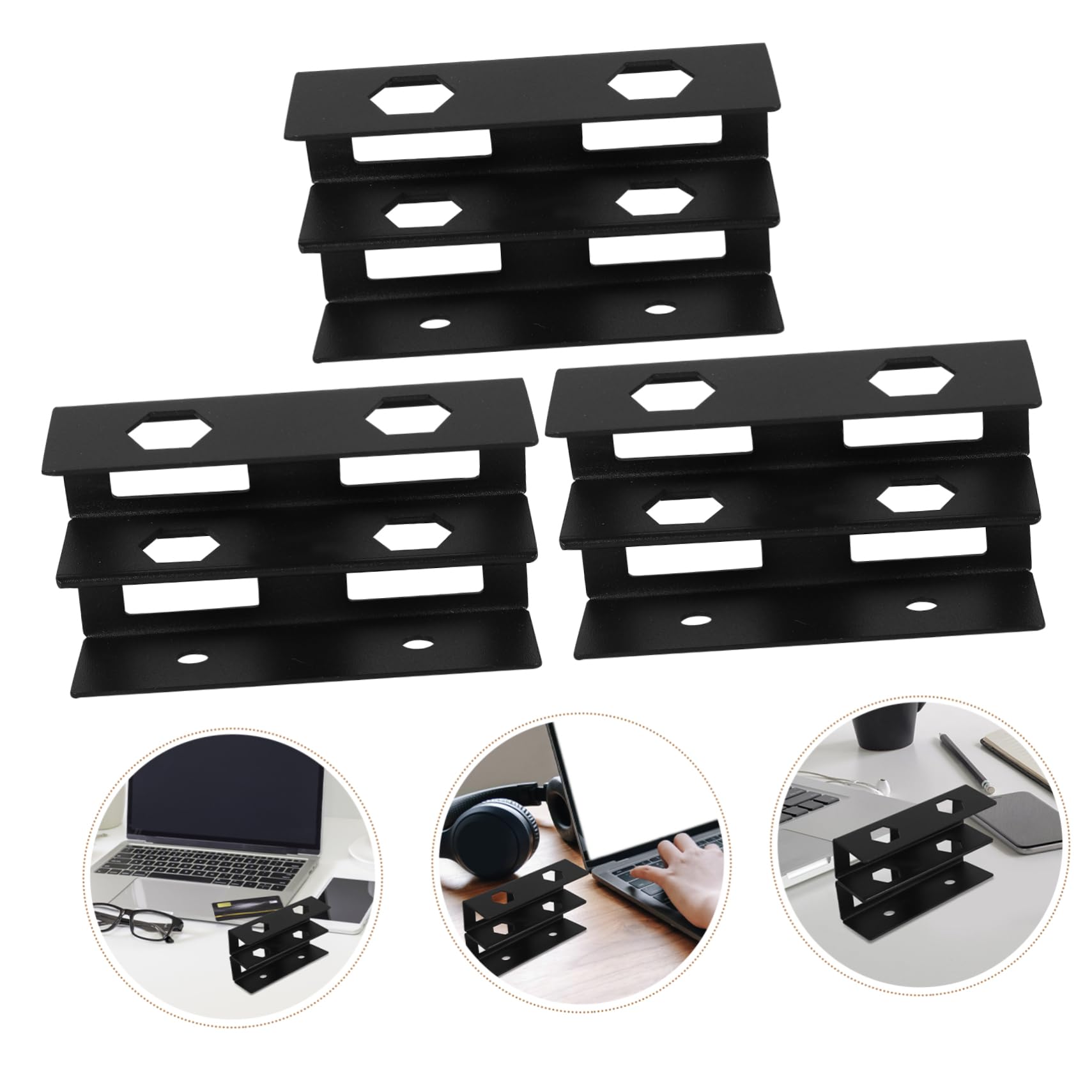 DOITOOL Desk Laptop Mount Double Layer Metal Stand Screws for Laptops and Keyboards Black