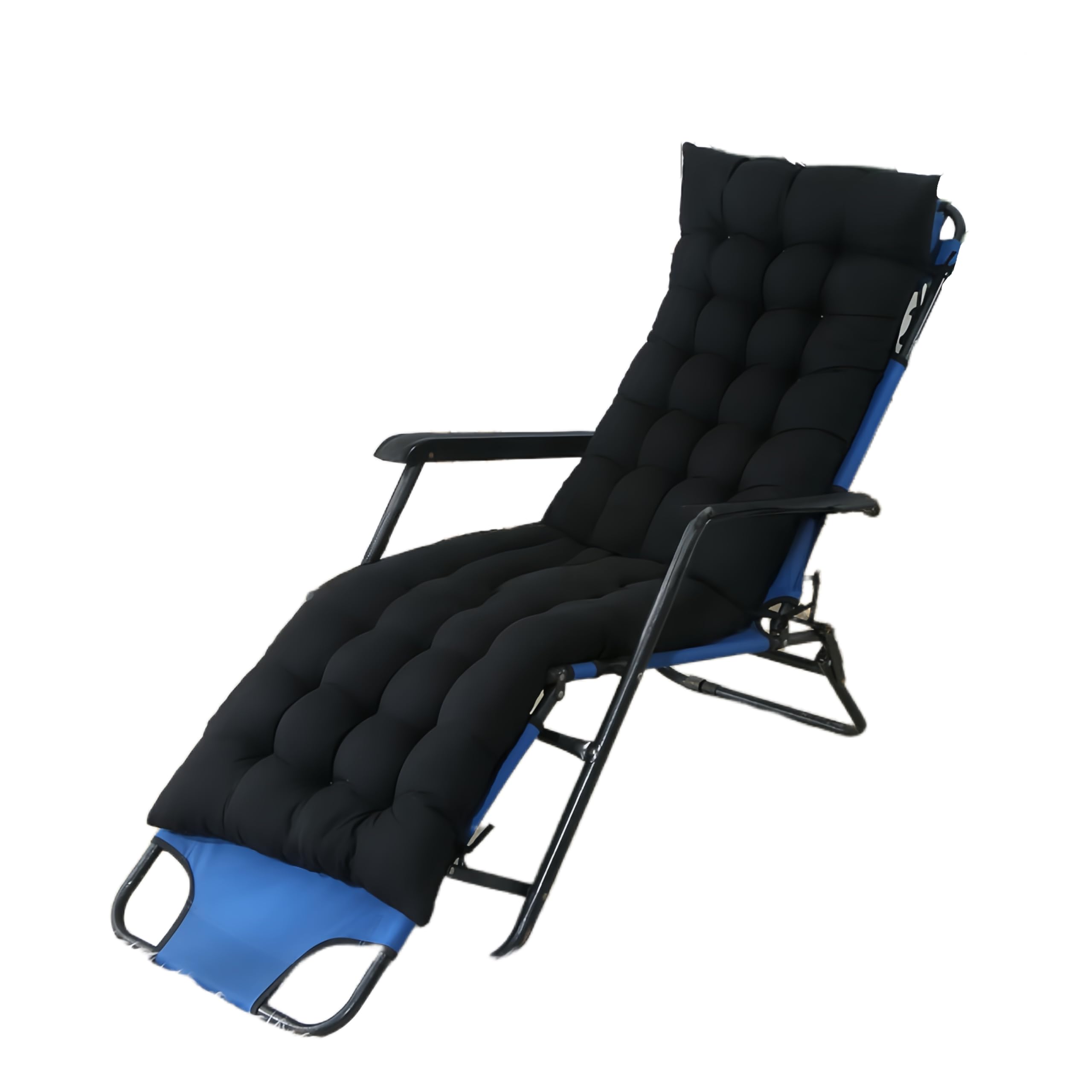 Surwin Solid Color Sun Lounger Cushions Only, Soft Recliner Cushions Thick 8cm lounger Seat Pads for Indoor Outdoor Patio Yard Beach Garden (Black,53x188cm)