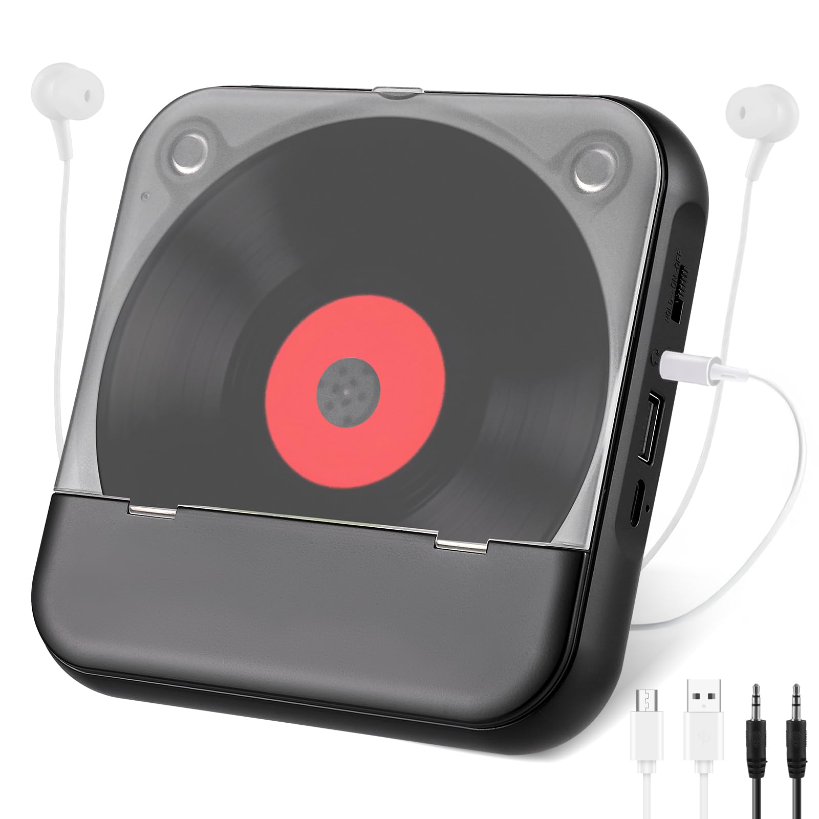 Lettore CD Portatile con Bluetooth 5.3 - Lettore CD per Bambini con Batteria da 2000 mAh, USB, Riproduzione MP3, connessione AUX - incl. Cuffie - per Auto, Viaggi e cameretta dei Bambini