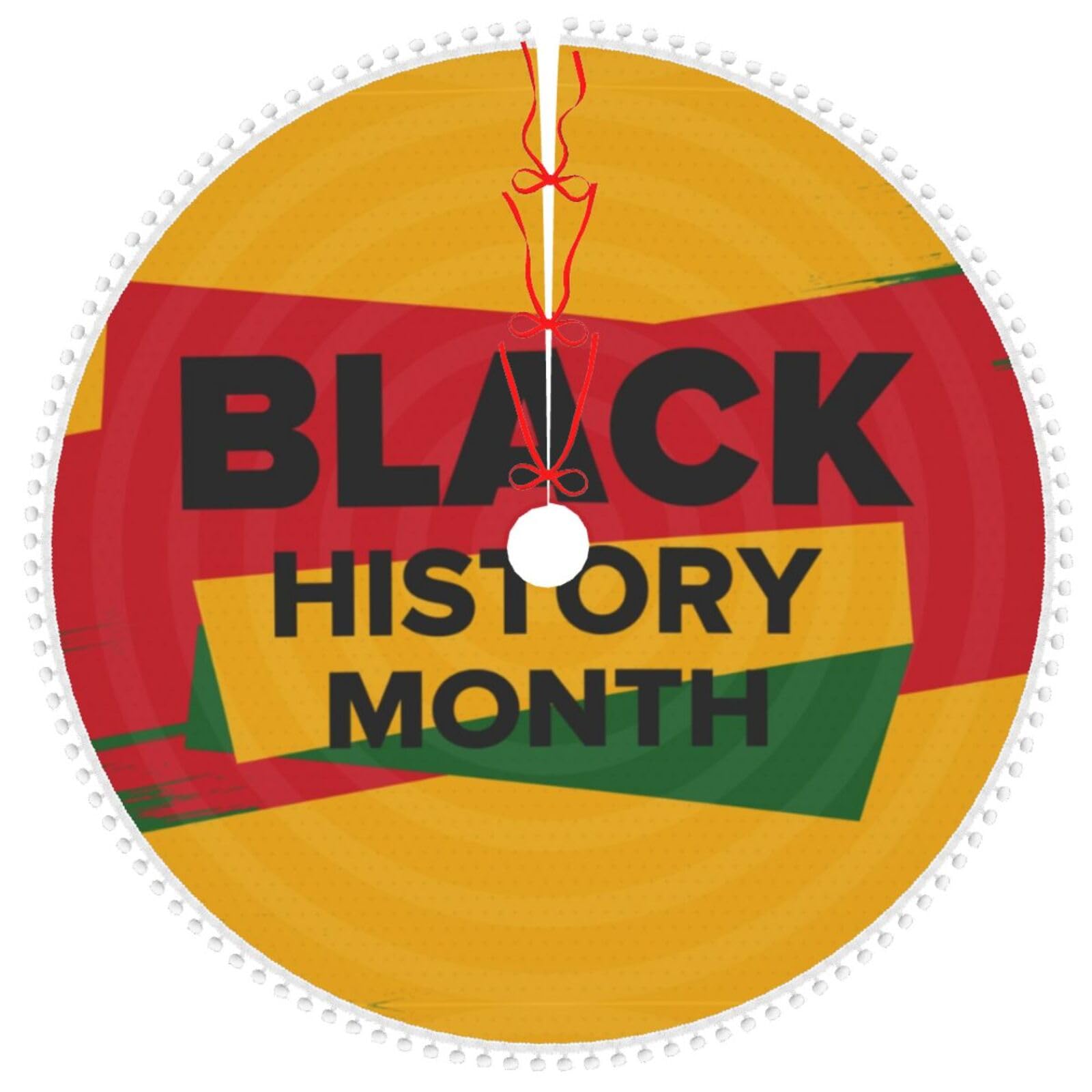 Black History Month Christmas Tree Skirt 30" Round Xmas Tree Skirts with Pom Pom Trim Tree Mat Decor for Home Holiday Party