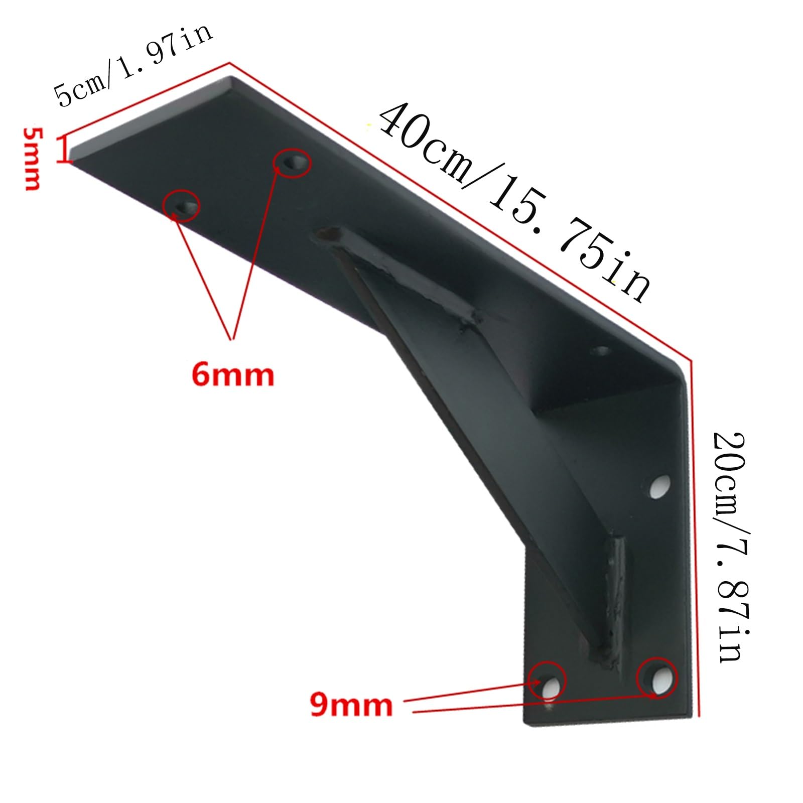 2 Pesado Escuadras para Estanterias (15-70 cm), Soportes Estantes Triangulares De 90 Grados Angular, Soporte Estanteria Pared, Soporte Balda Flotante para Encimeras(40cm/15.75in)